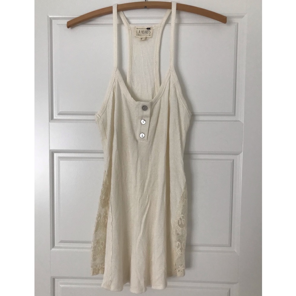 LA Hearts // NWOT Women’s Lace Quarter Button Down Tank Top